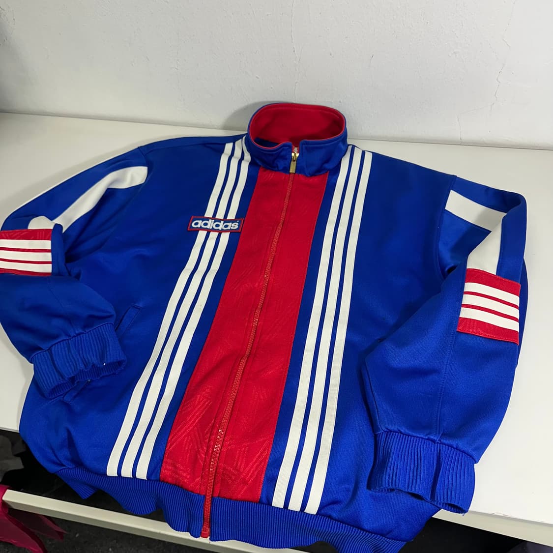 100 아디다스 일본판 블루 오버핏 트랙탑 집업 져지 상품이미지1