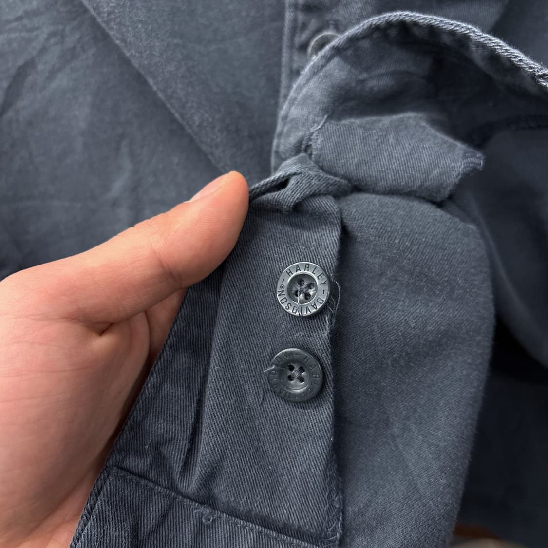 00s 할리데이비슨 윌리 G 스컬 엠브로이드 코튼 바이커 셔츠 N1186 상품이미지8