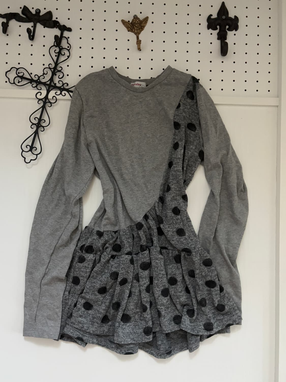 • gray dot frill mini-one-piece dress sl 상품이미지1