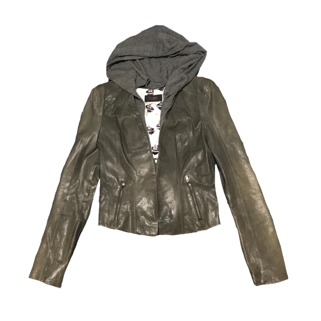 빈티지 후드 가죽자켓 상품이미지1