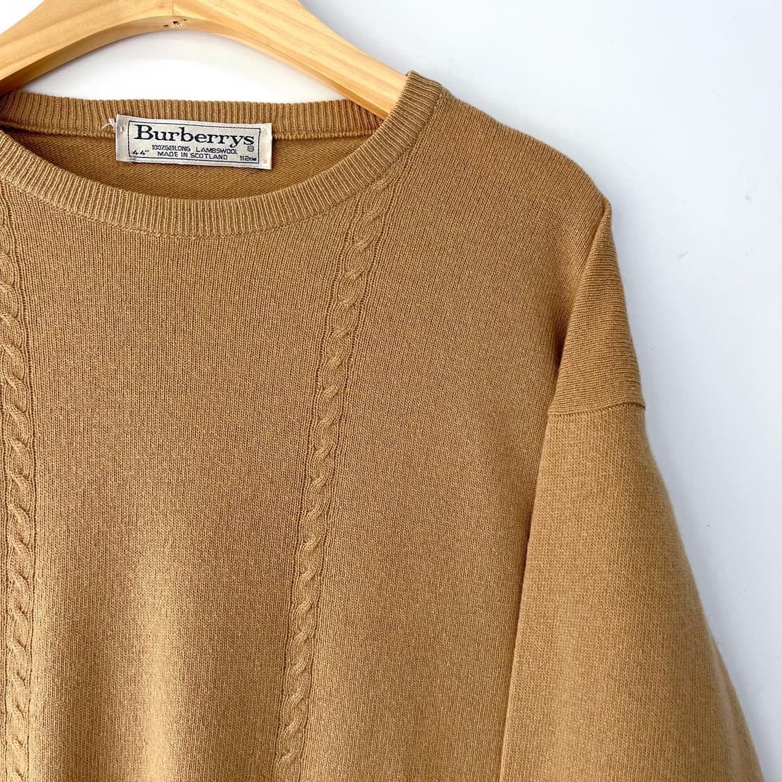 버버리 90's 오리지널 기마로고 베이지 울 니트  상품이미지3