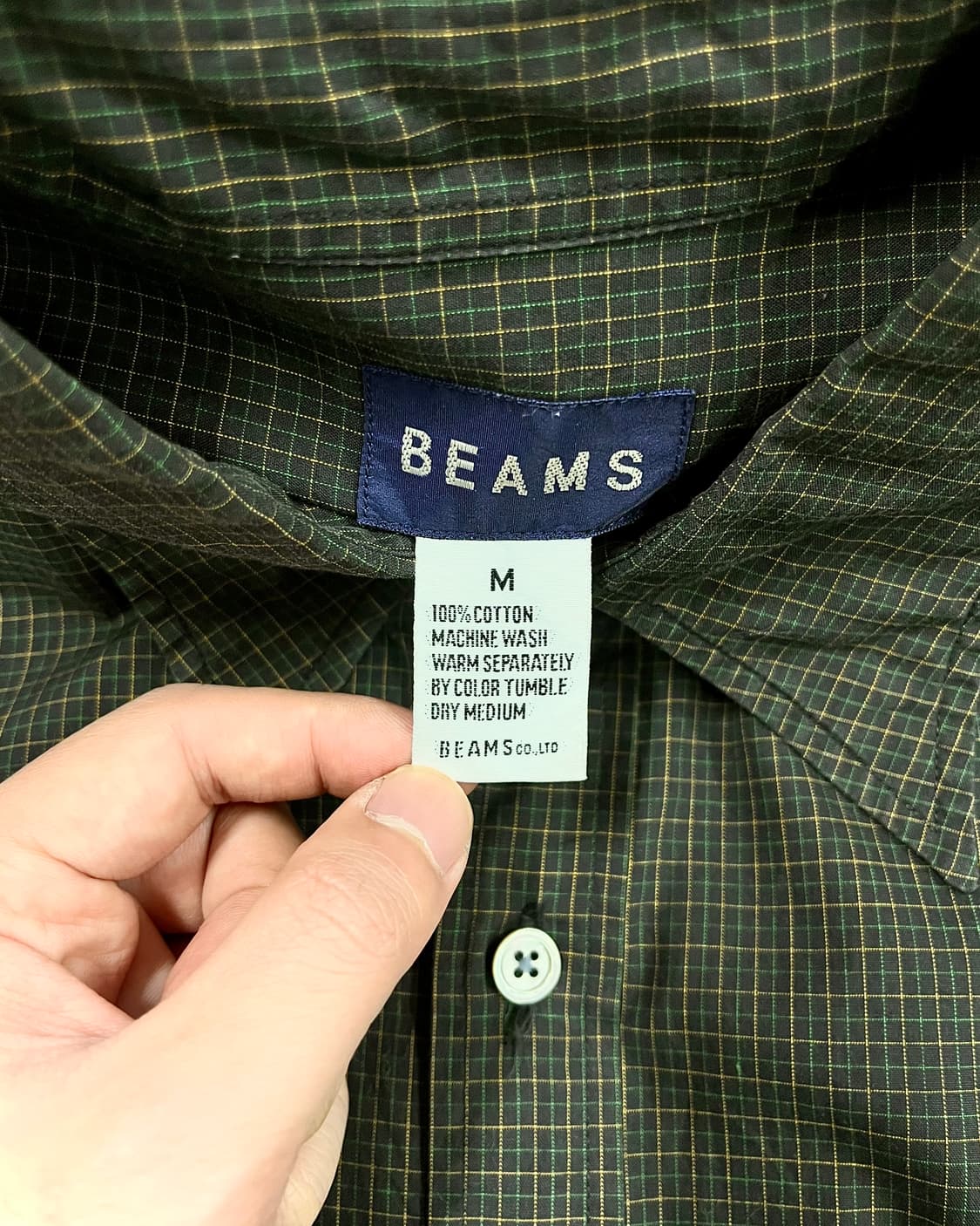 90s Old BEAMS Archive Green Check Shirt 상품이미지5