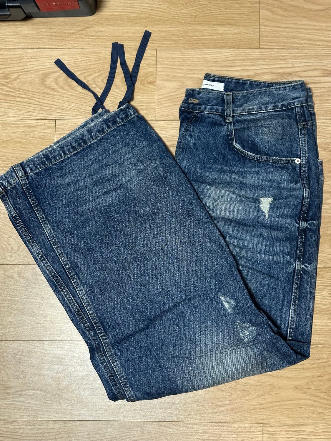 (2) 논노드 더블 포켓 재패니즈 데님 미드 블루 상품이미지2