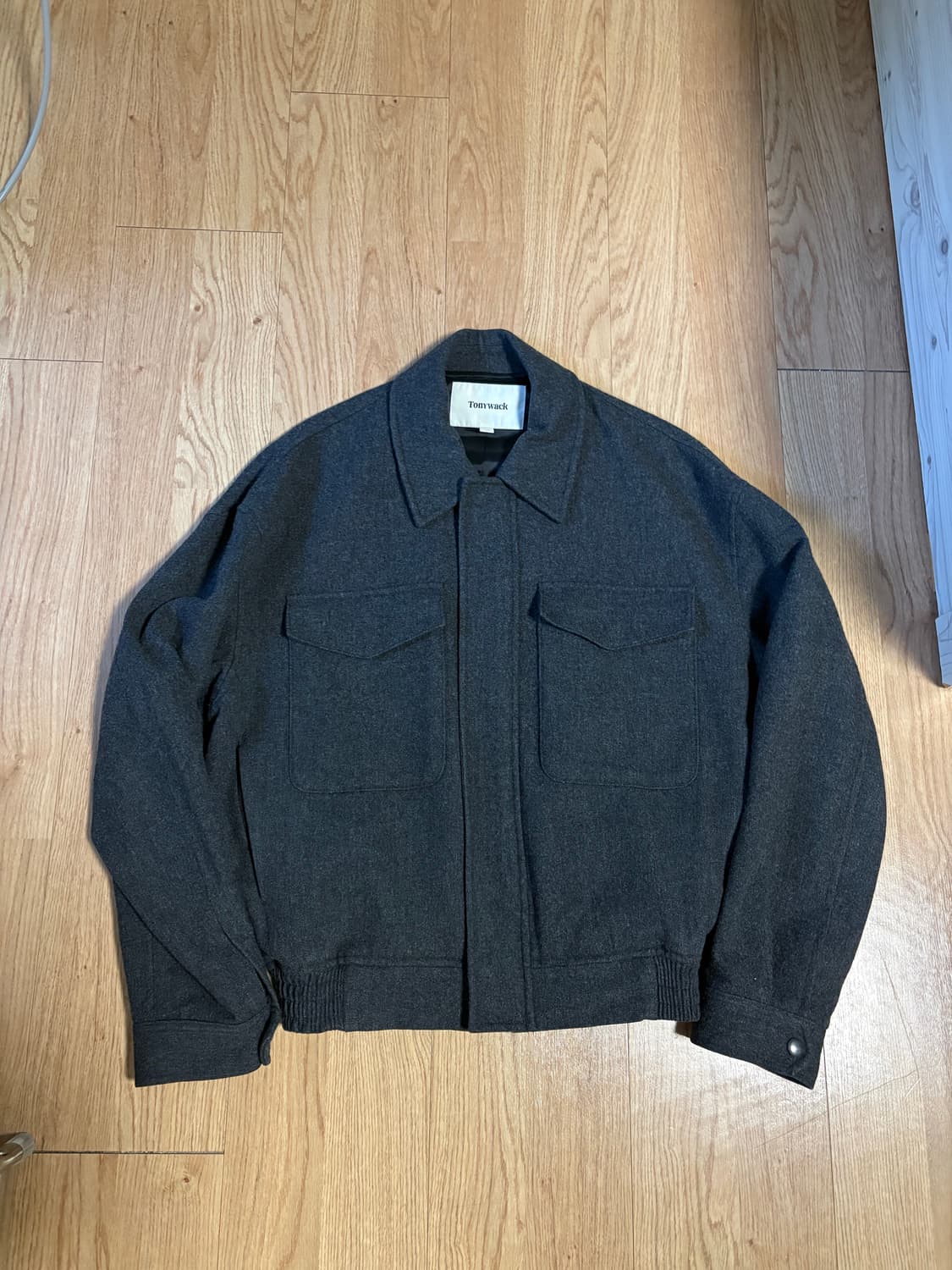 토니웩 메리노울 체스트포켓 블루종 다크그레이 상품이미지2