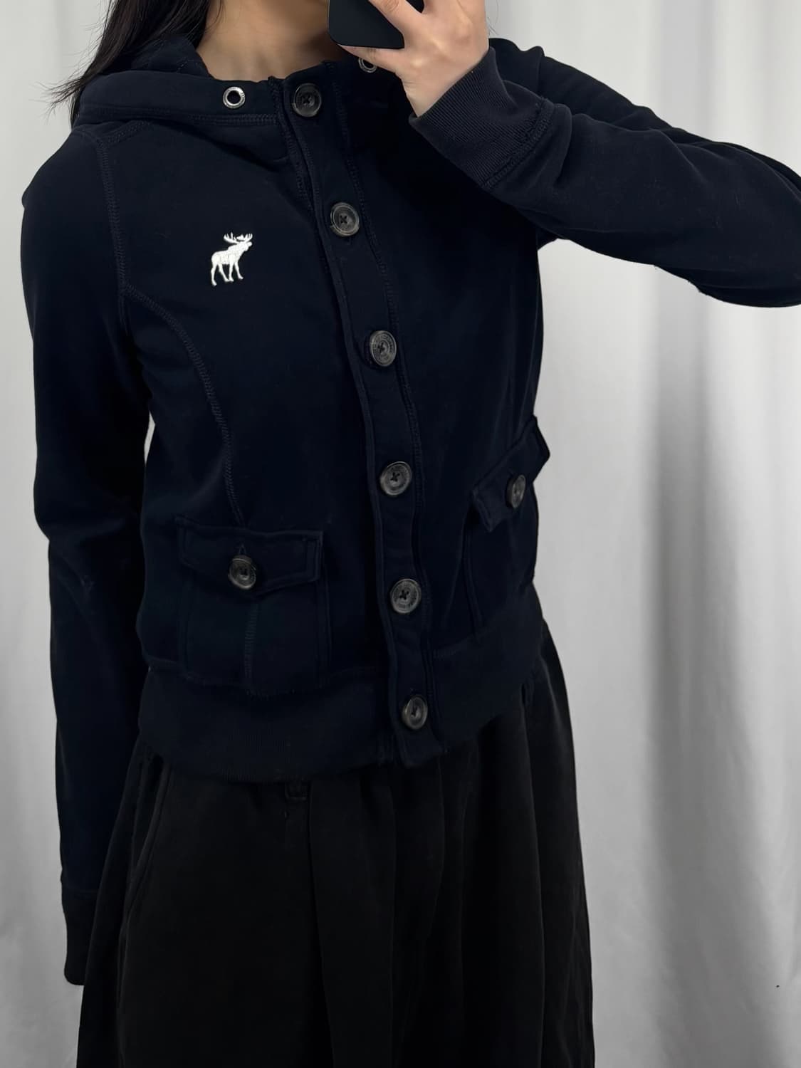 아베크롬비 네이비 버튼 후드집업 상품이미지1