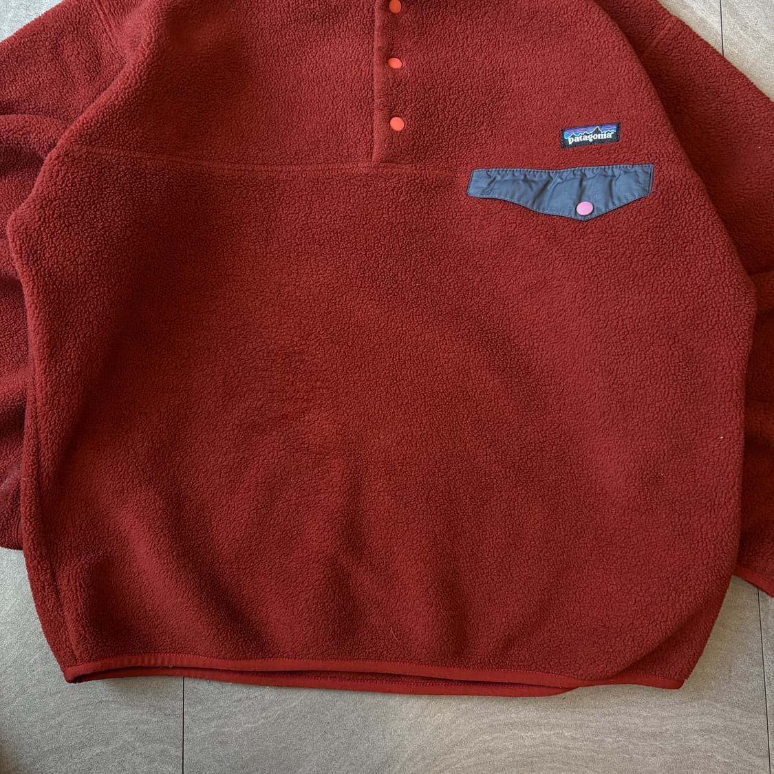 90s 90년대 멕시코 생산 파타고니아 신칠라 버건디 스냅티  상품이미지3