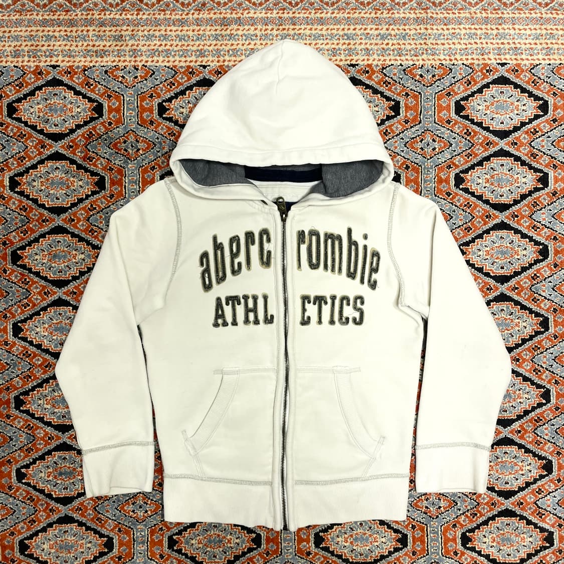 아베크롬비 스펠로고 화이트 기모 후드집업 여성S 상품이미지1