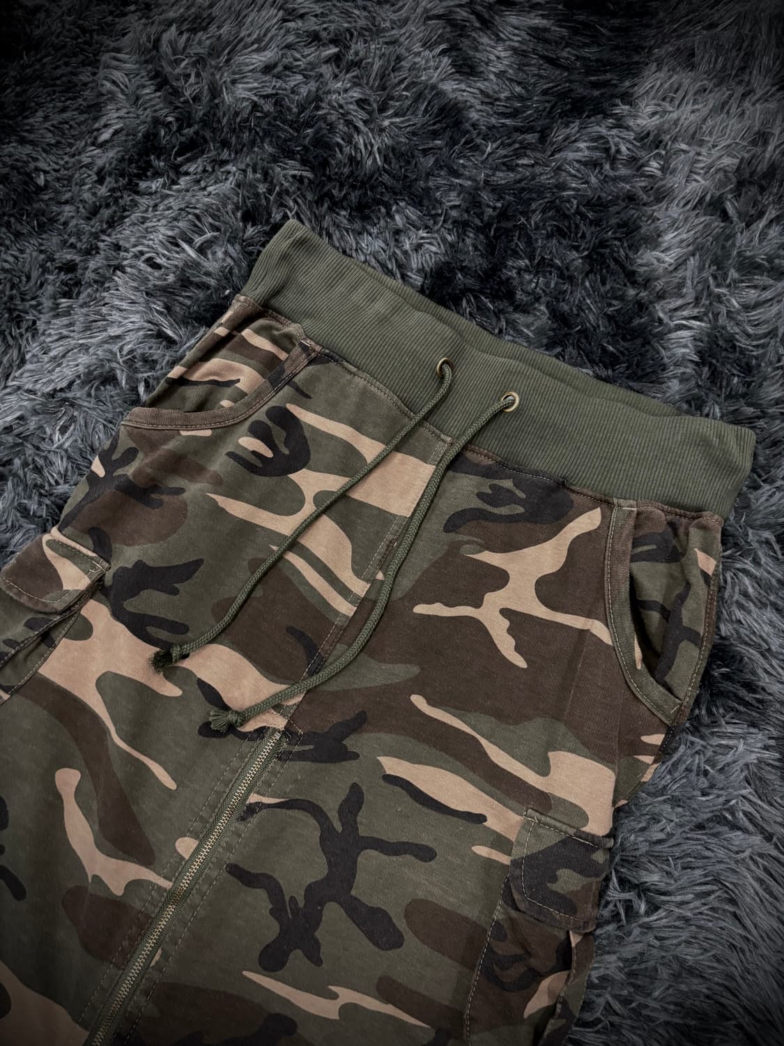 밀리터리 지퍼 디테일 롱 스웻스커트 상품이미지3