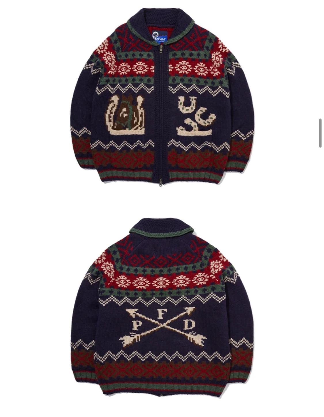 빈티지 노르딕 웨스턴 코위찬 니트 집업 상품이미지2