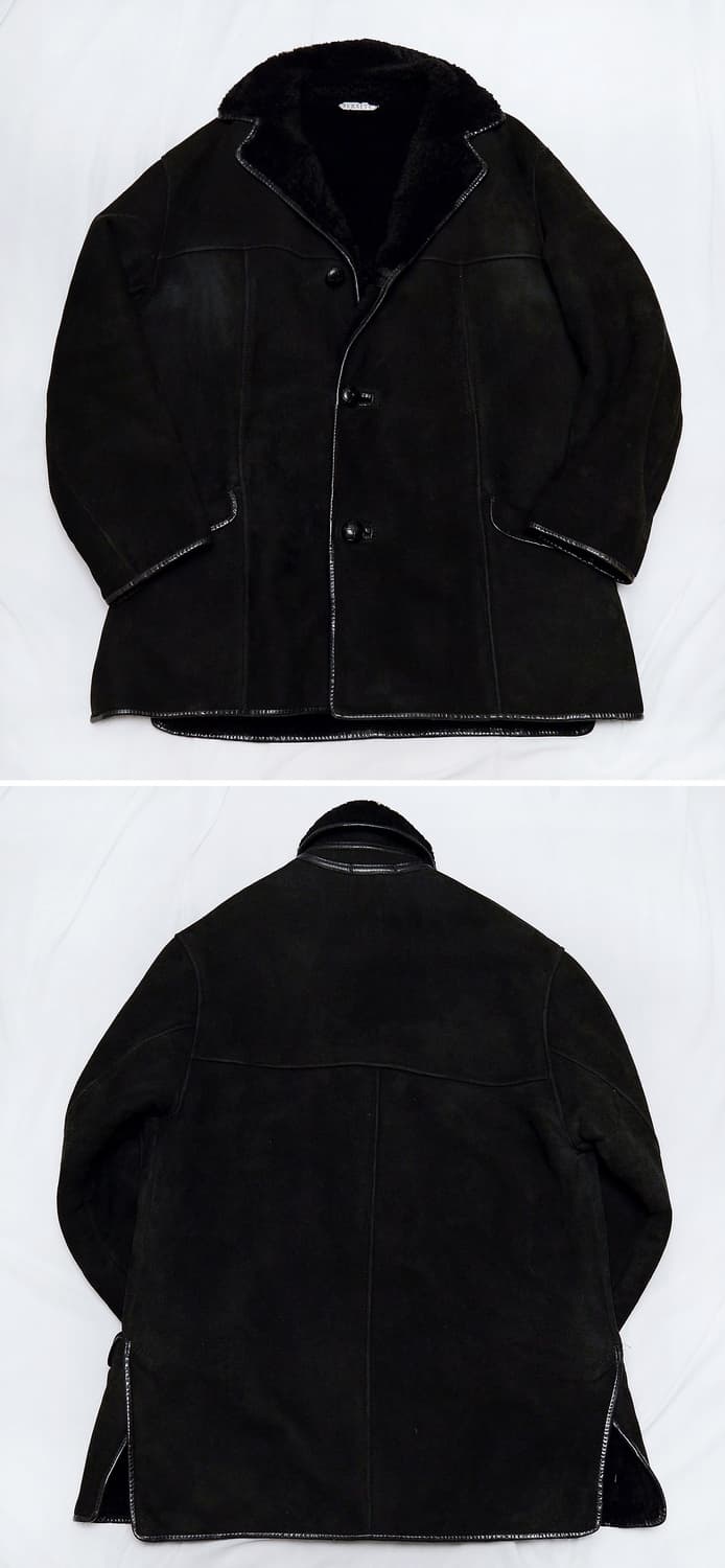 널시 잉글랜드 핸드메이드 블랙 쉽스킨 무톤 코트 자켓 (L / 105+) 상품이미지2