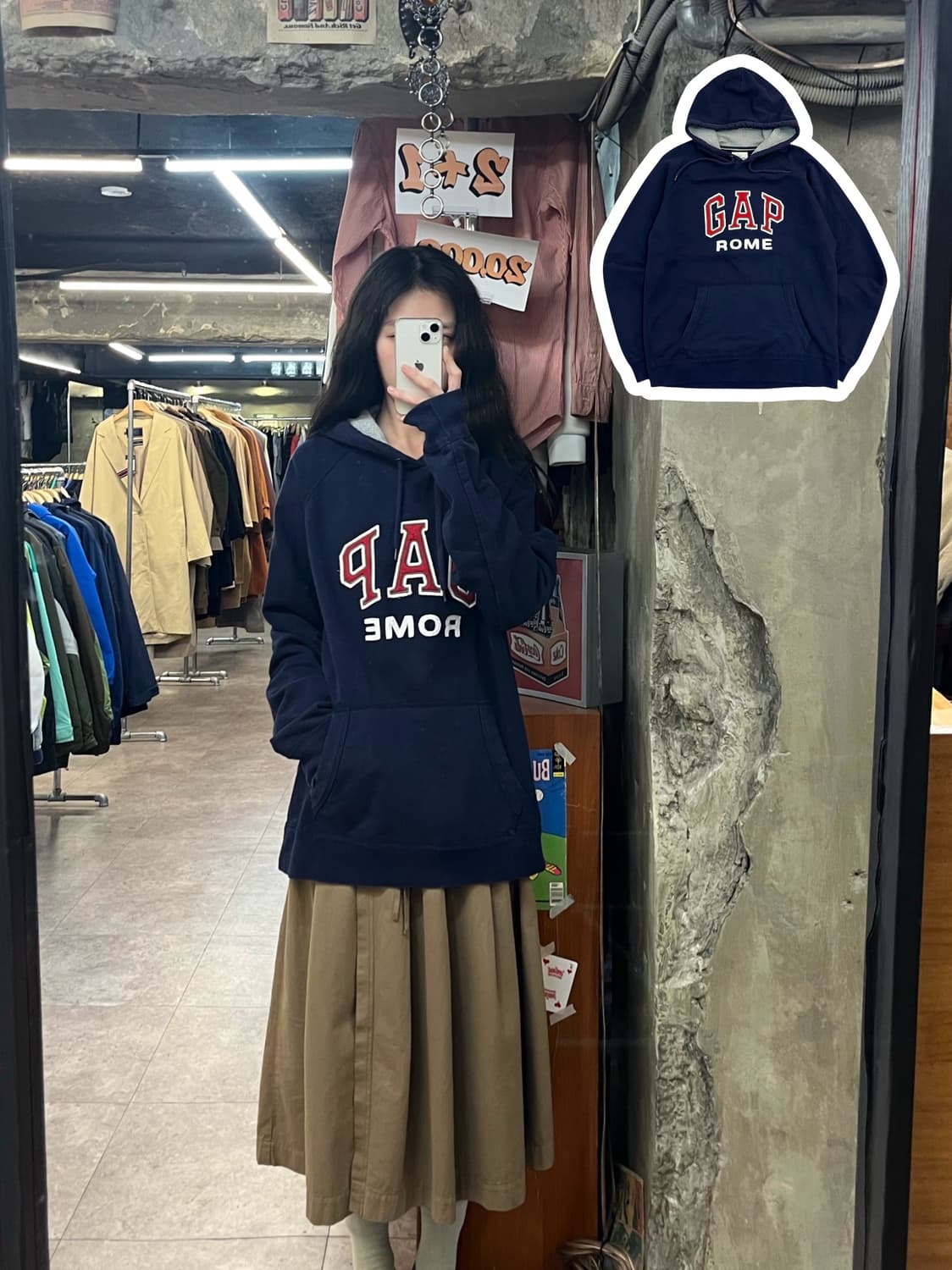 갭 레터링 후드티 네이비 L #csz3358 상품이미지1