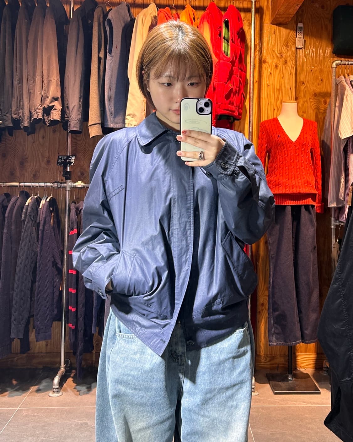 M 버버리 노바체크 네이비 코튼 싱글 자켓 상품이미지1