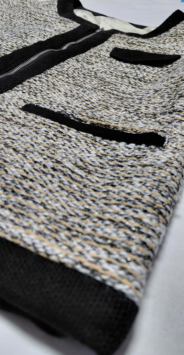 LaLa Stella 클래식 트위드 노칼라 지퍼 자켓 (S사이즈) 상품이미지9