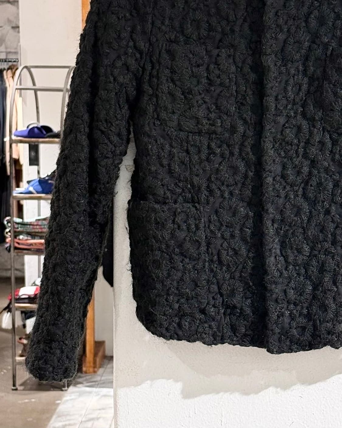 꼼데가르송 블랙 모헤어 블렌드 플라워 자켓 상품이미지4