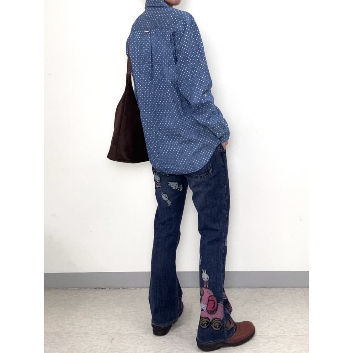 빈티지 도트 데님 셔츠 상품이미지4