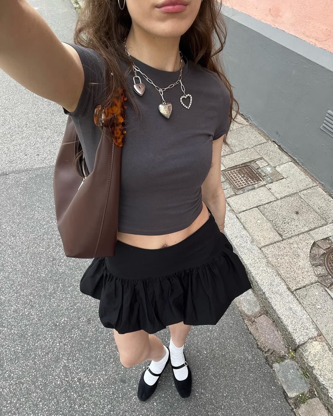 핀터 블랙 도트 프릴 벌룬스커트 balloon skirt black 상품이미지2