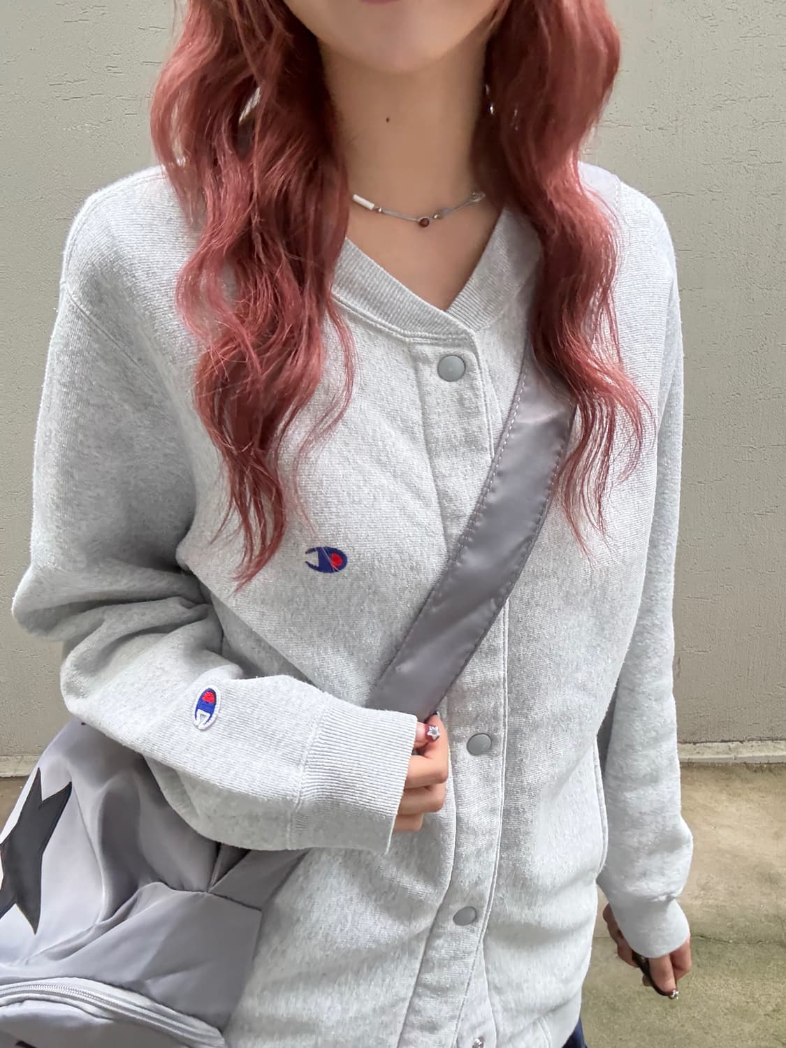 챔피온 그레이 코튼 바시티 자켓 베이스볼 자켓 상품이미지4