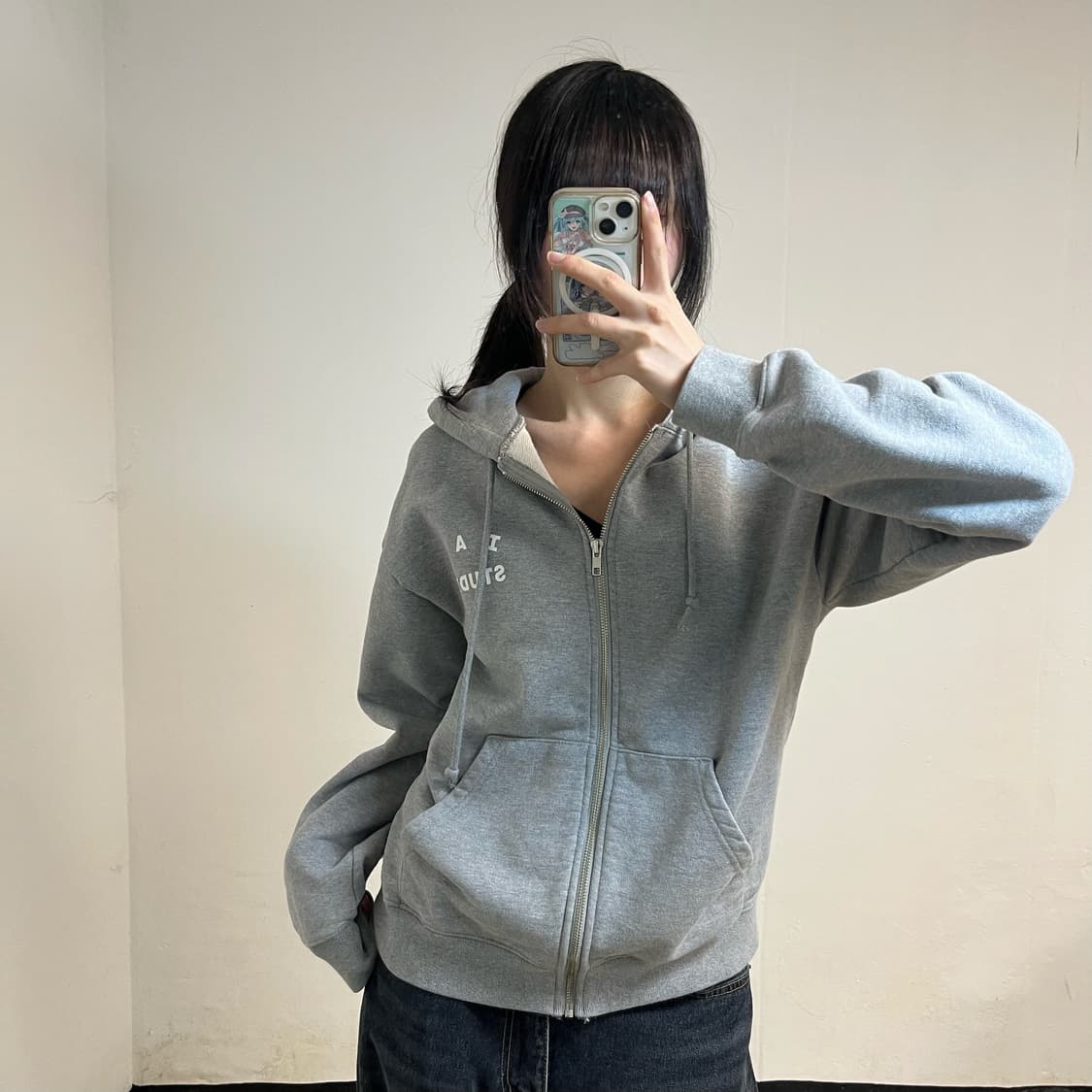 IAB Studio grey hood zip-up 상품이미지1