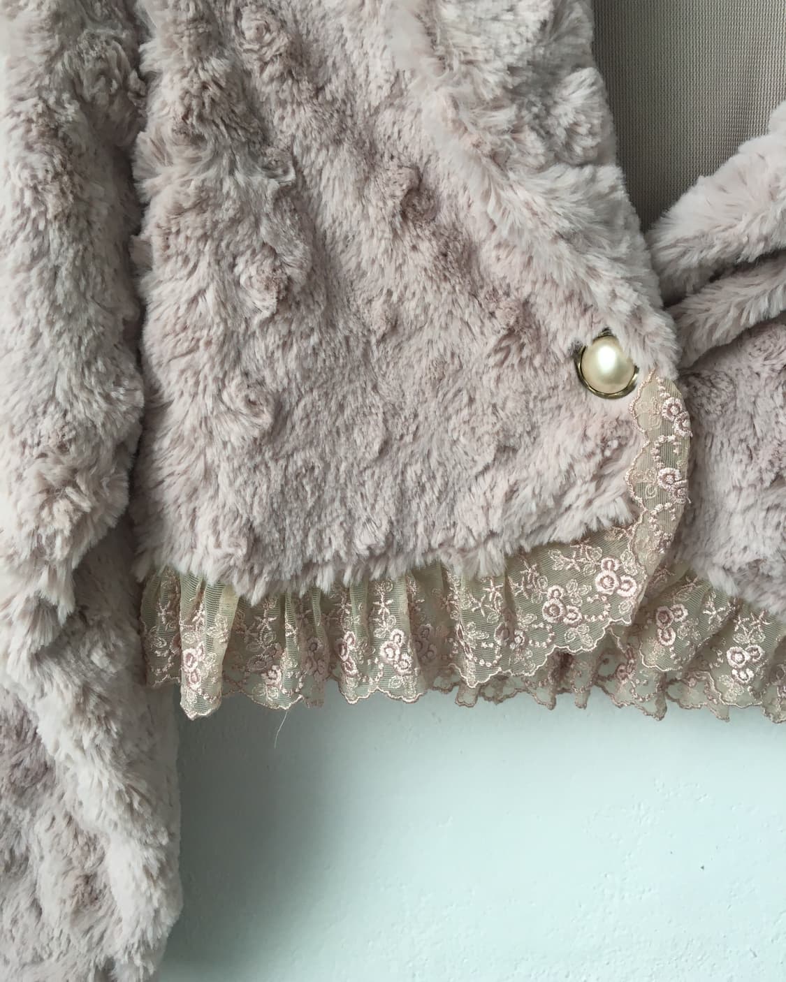 Axes femme lace trimming fake fur jacket 상품이미지6