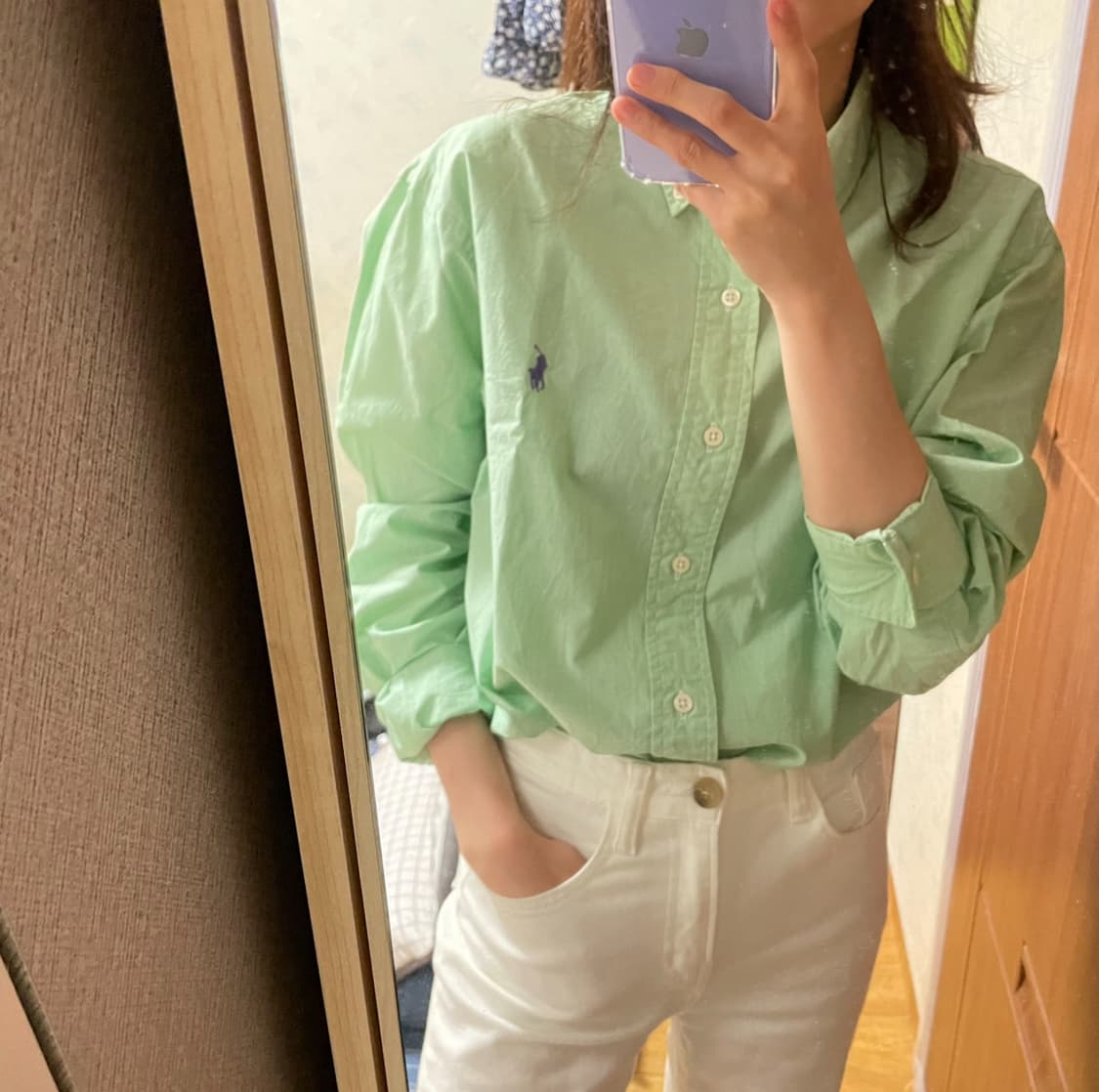 polo 빈티지 폴로 긴팔 셔츠 클래식핏 그린 민트 상품이미지2