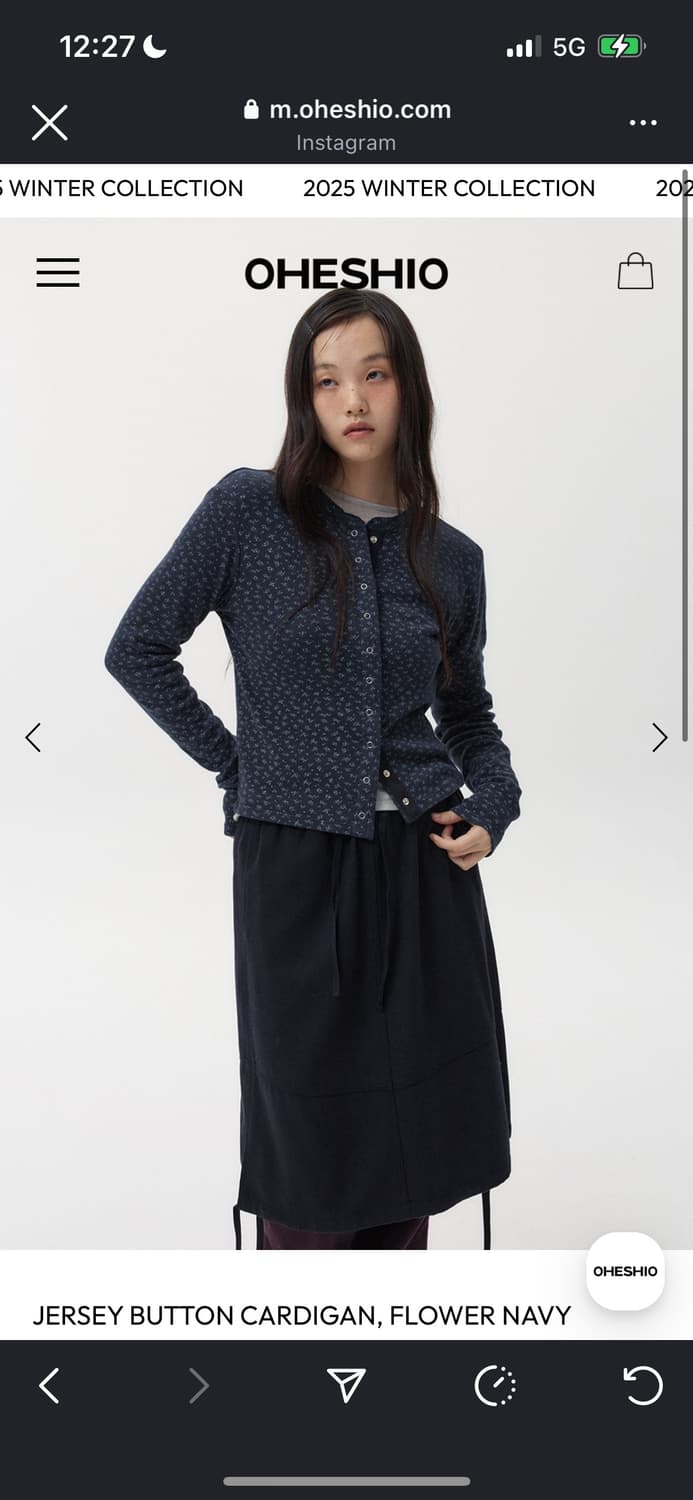 오헤시오 저지버튼가디건,플라워네이비 상품이미지1