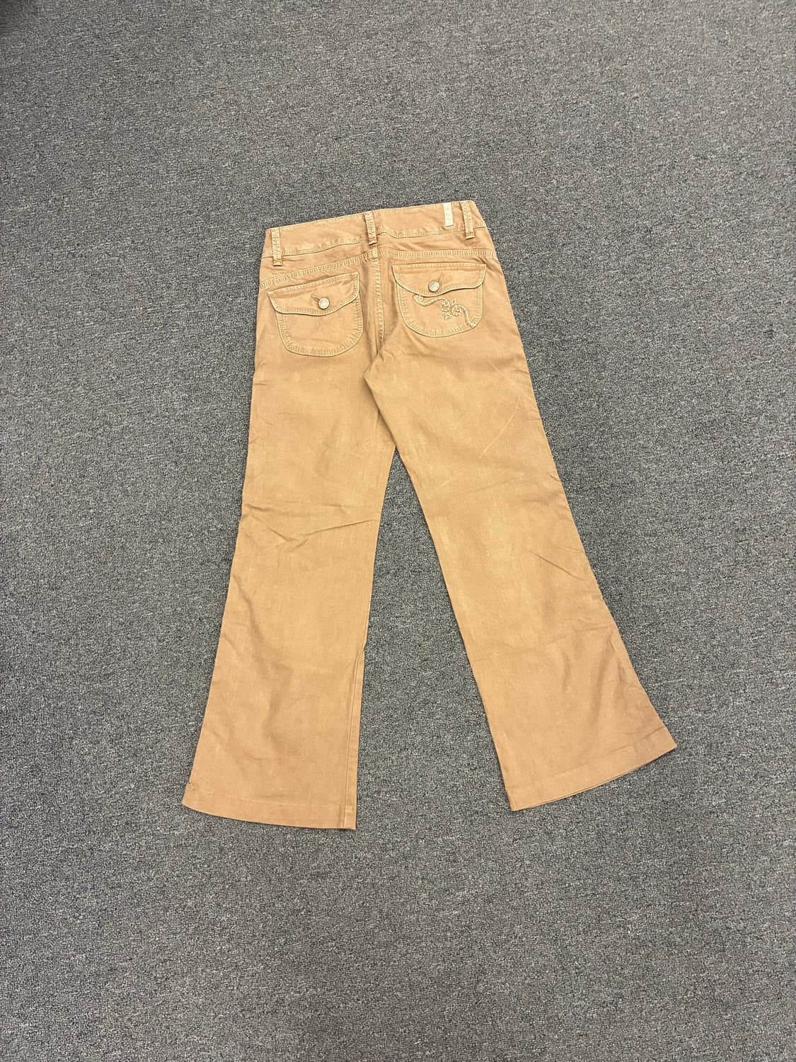 L)Japanese vintage 여성 자수 디테일 부츠컷 코튼팬츠 상품이미지1
