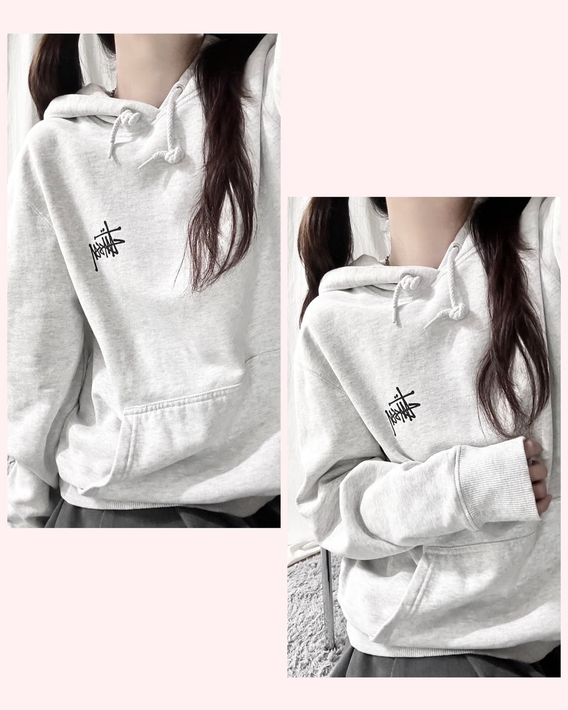 스투시 빅로고 멜란지그레이 후드 상품이미지1