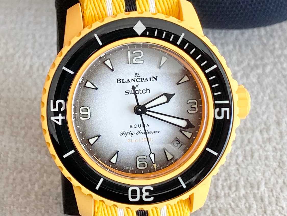 스와치X블랑팡 오션 오브 스톰 42mm 바이오 세라믹 오토메틱 옐로우 상품이미지1