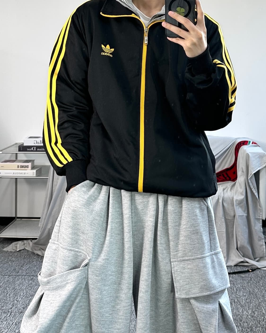 아디다스 블랙 옐로우 트랙탑 져지 XL 상품이미지3