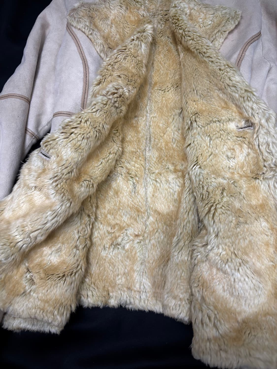 Beige Fur Trimming Ivory Simple Jacket 상품이미지6
