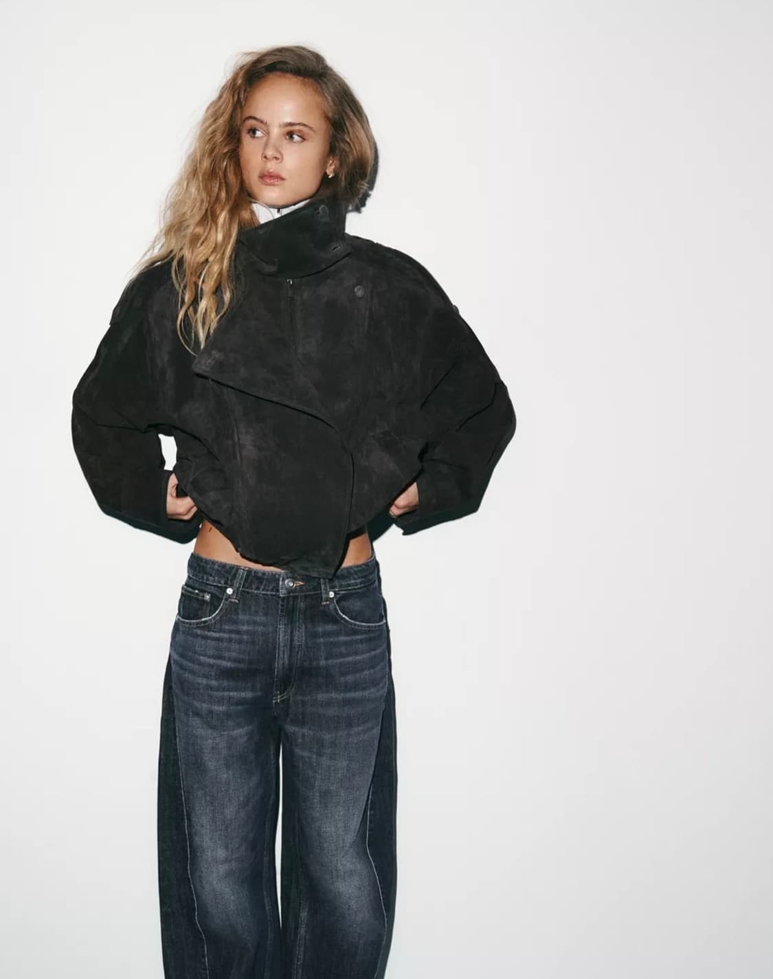 자라 ZARA 생로랑 스웨이드 자켓 새상품 L 상품이미지3