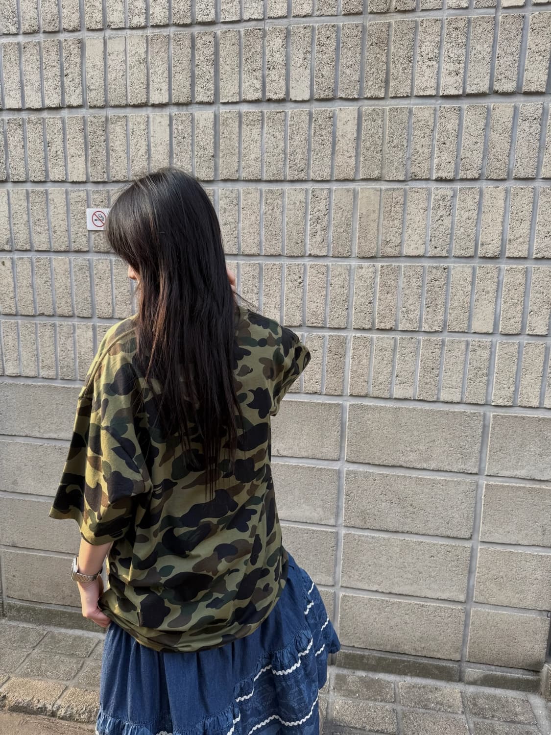 베이프 컬리지 로고 카모 오버핏 티셔츠 상품이미지10