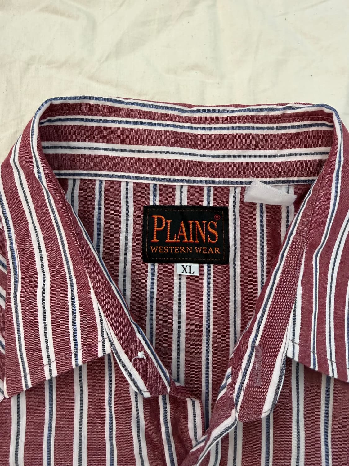 Plains 레드 스트라이프 웨스턴 반팔 셔츠 스냅버튼 투포켓  상품이미지3