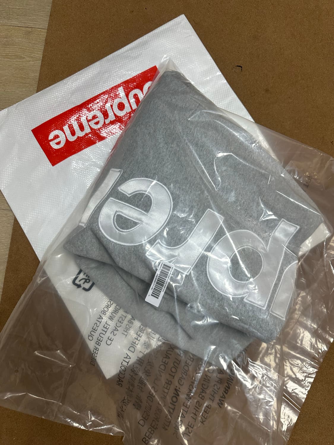 Supreme 사틴 아플리케 후드 스웻셔츠 그레이 새상품 XL 상품이미지5