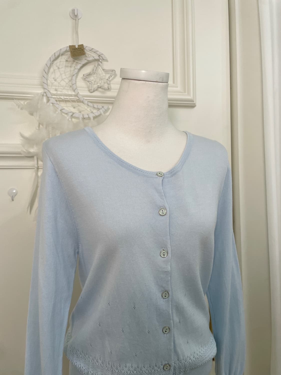 sky blue crochet mint button cardigan 상품이미지5