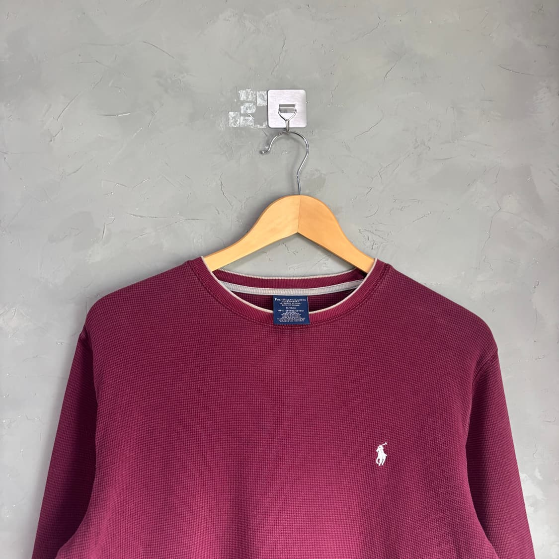 폴로 랄프로렌 와플 롱슬리브 버건디 상품이미지2