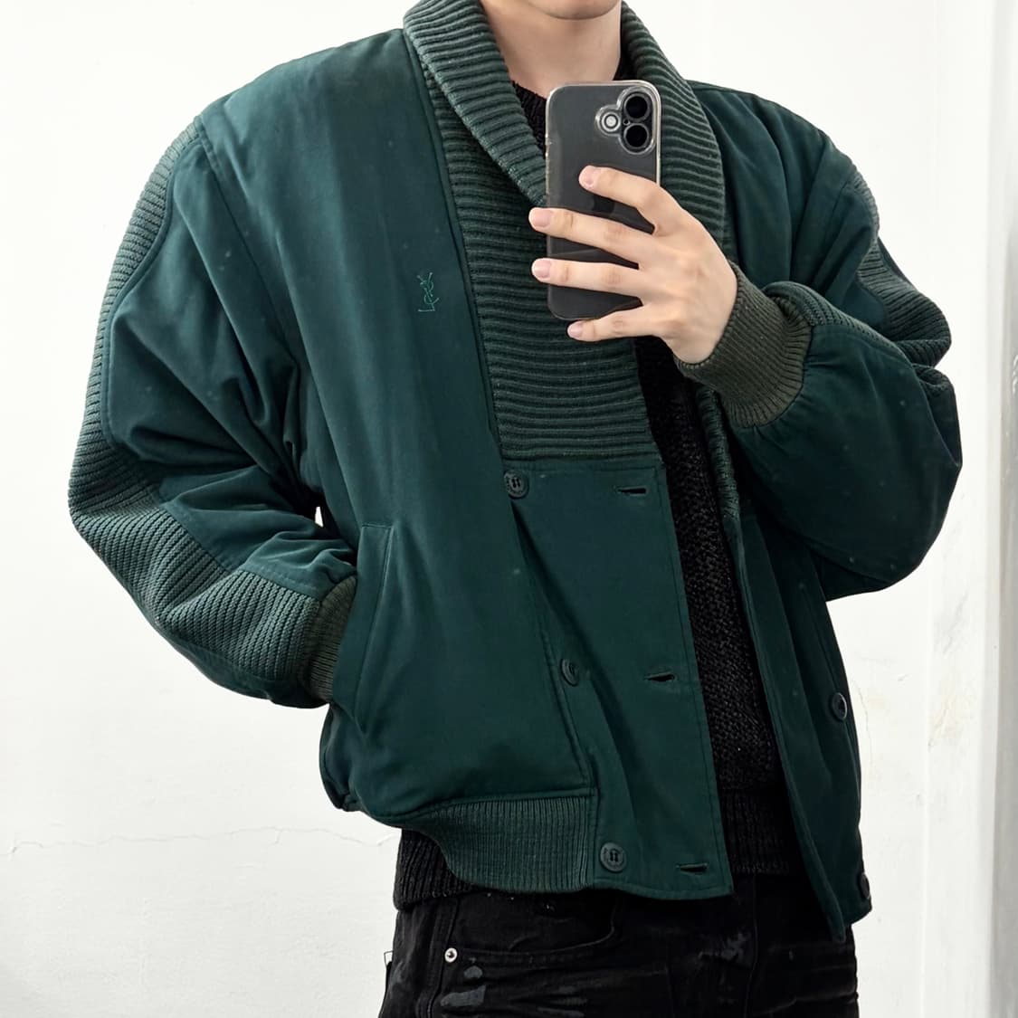 입생로랑 90s 숄카라 니트 봄버 자켓 상품이미지4