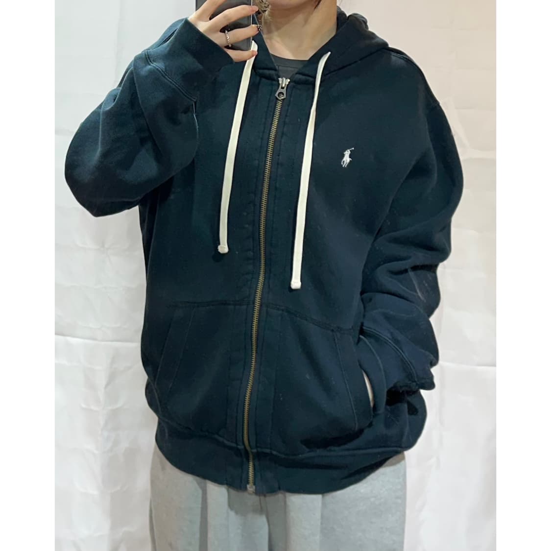 폴로랄프로렌 화이트 포니 블랙 후드집업 상품이미지1