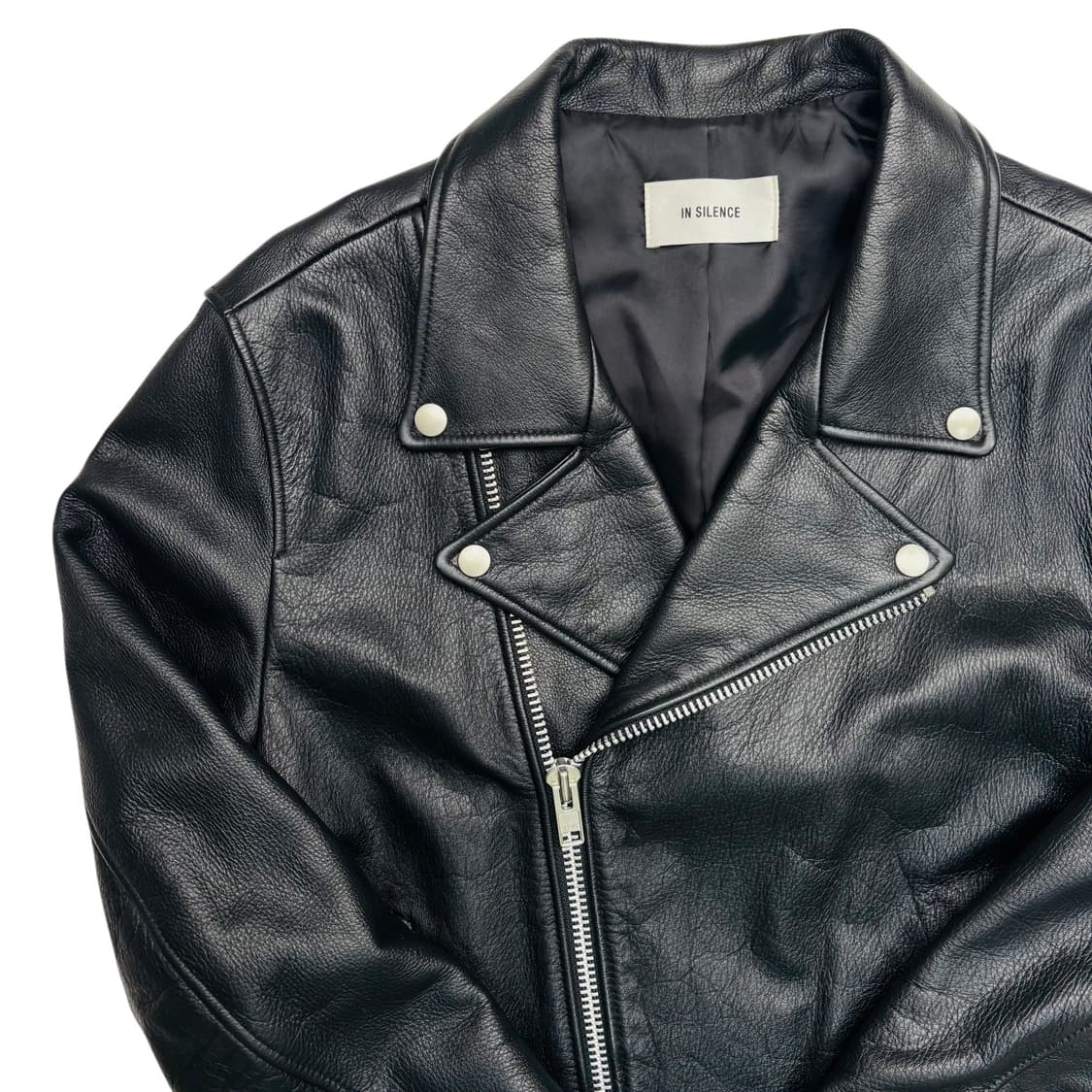인사일런스 비대칭 블랙 레더 자켓 L 상품이미지2
