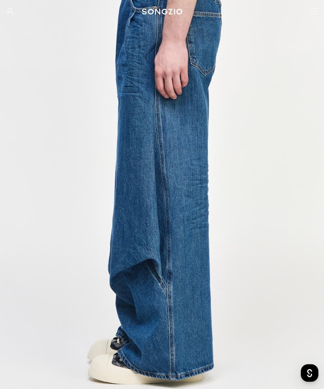 송지오 26SS 컬렉션 바이어스 드레이프 플레어 데님 86사이즈 상품이미지3