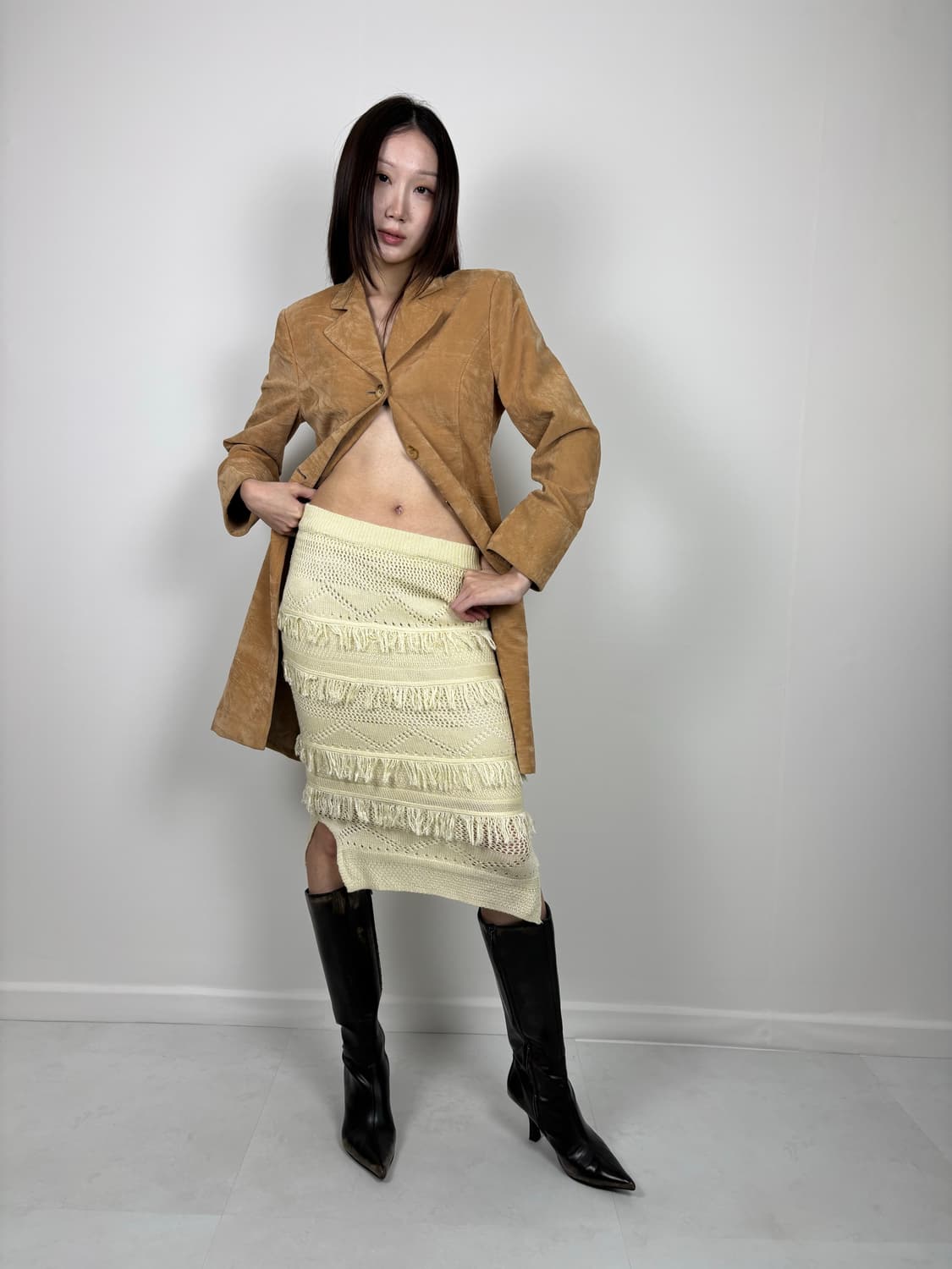 TASSEL LAYERED KNIT MIDI SKIRT 상품이미지4