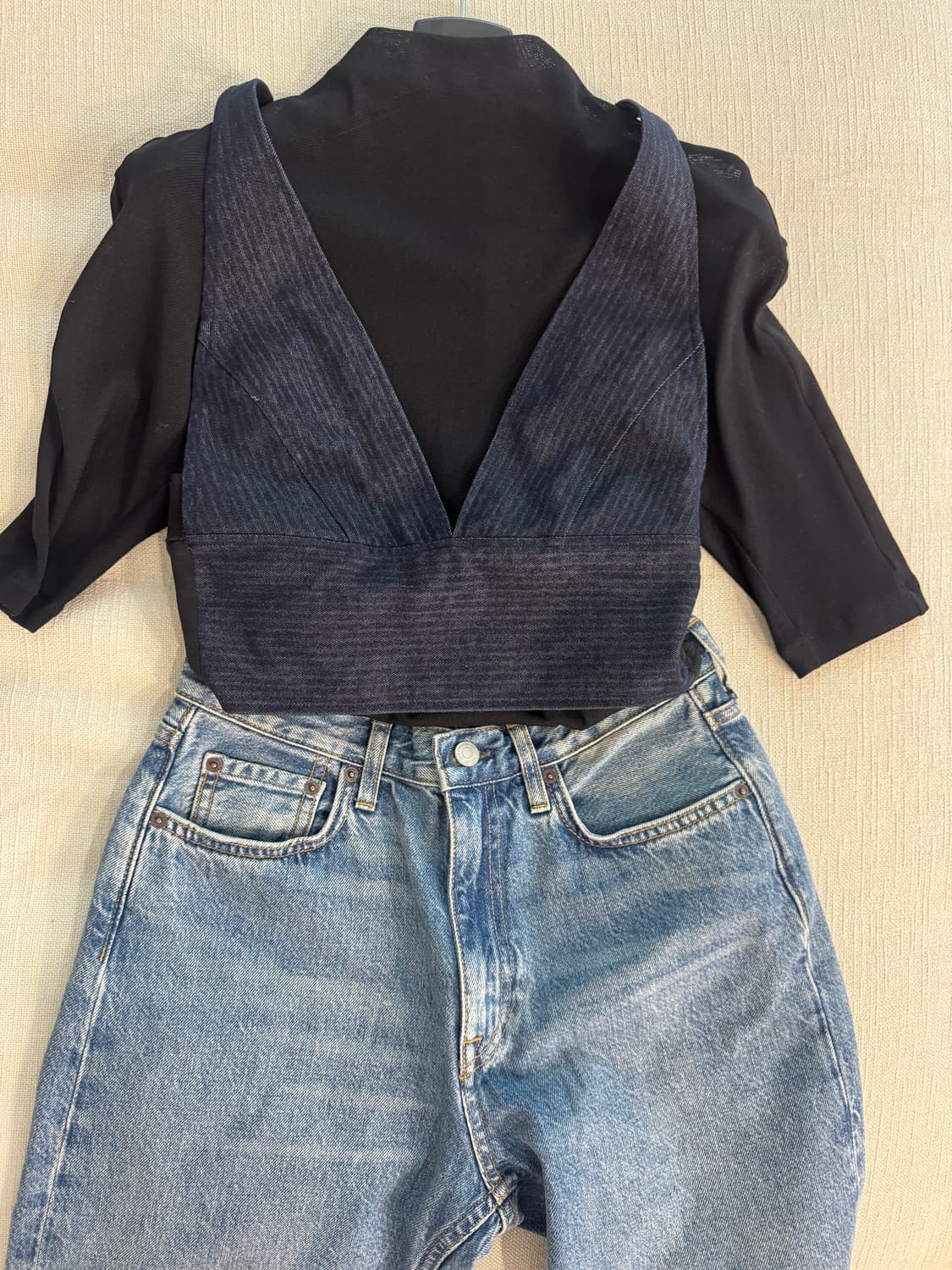 SYSTEM 뷔스티에+시스루 목티 상의 상품이미지3