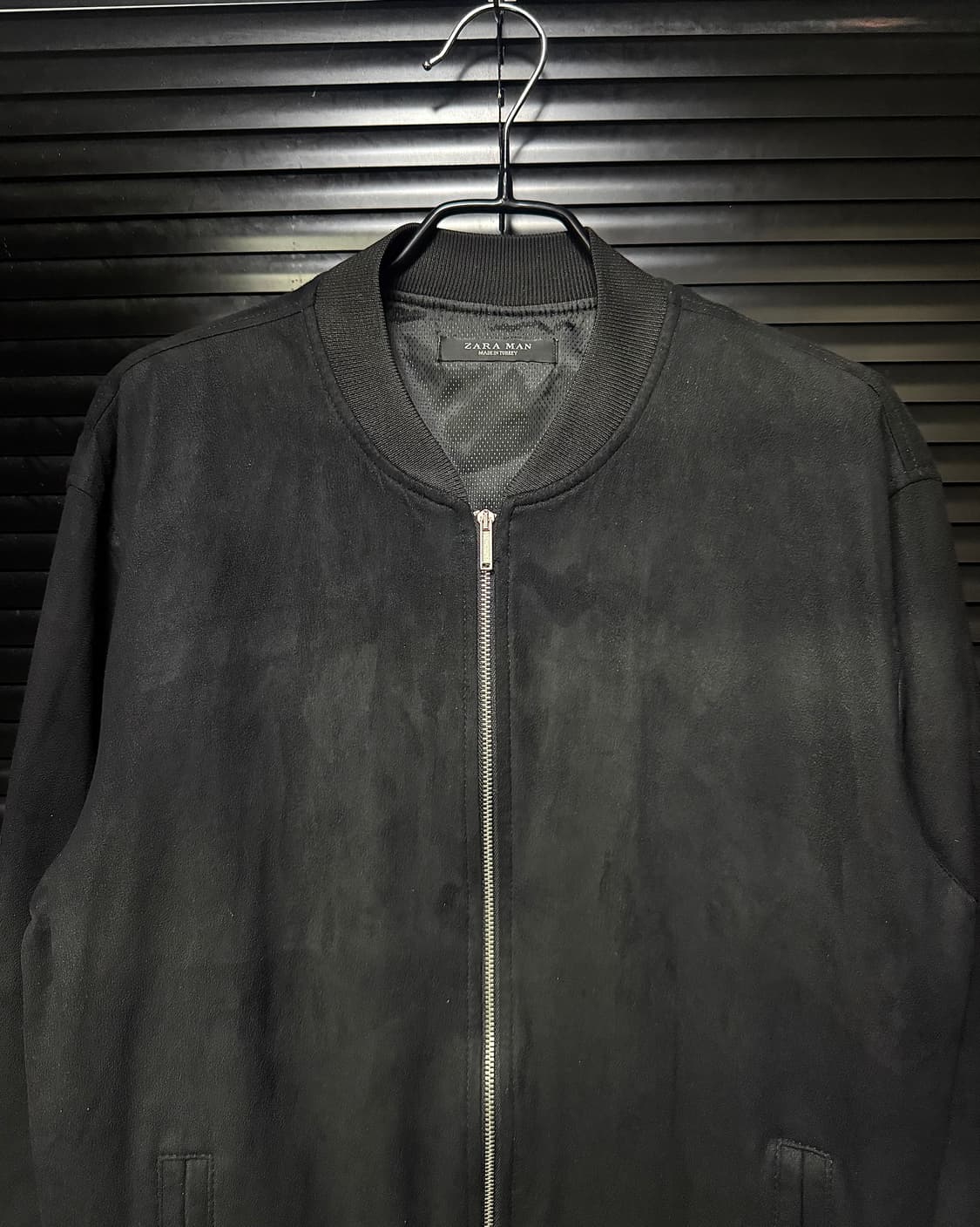 자라 스웨이드 집업 블루종 봄버 자켓 블랙 L 100 락시크 고스 펑크  상품이미지3