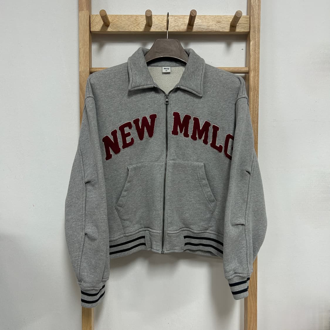 MMLG 부클 자수로고 스웻 집업 자켓 그레이 상품이미지2