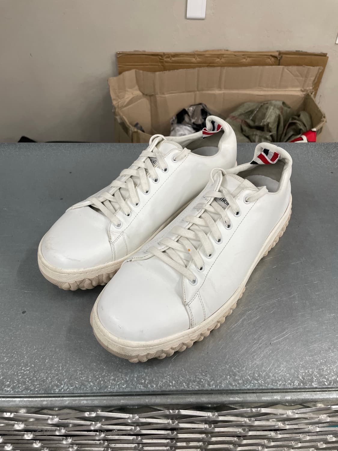 톰브라운 비텔로 카프 레더 케이블 니트 솔 코트 295 (gr-4203) 상품이미지2