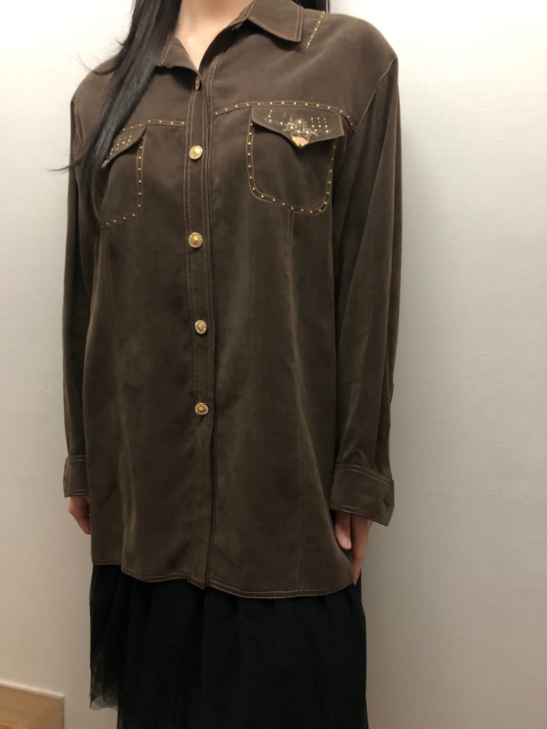빈티지 브라운 오리엔탈 스터드 셔츠 상품이미지4
