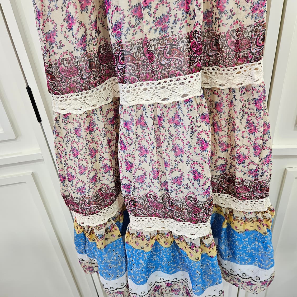 플라워 패턴 롱 원피스 끈나시 원피스 상품이미지6