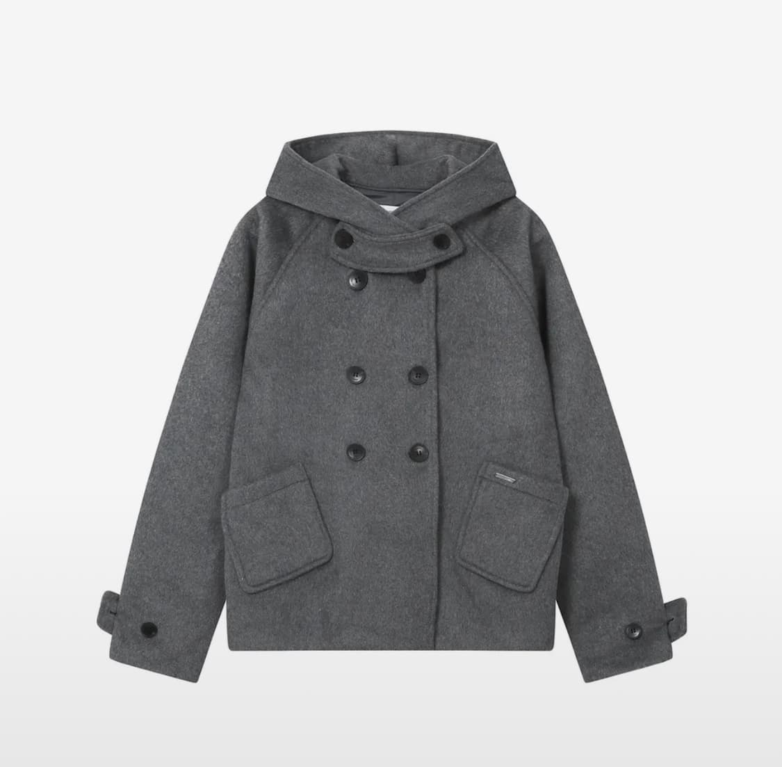 미세키서울 더블 버튼 하프 코트 (차콜) 상품이미지1
