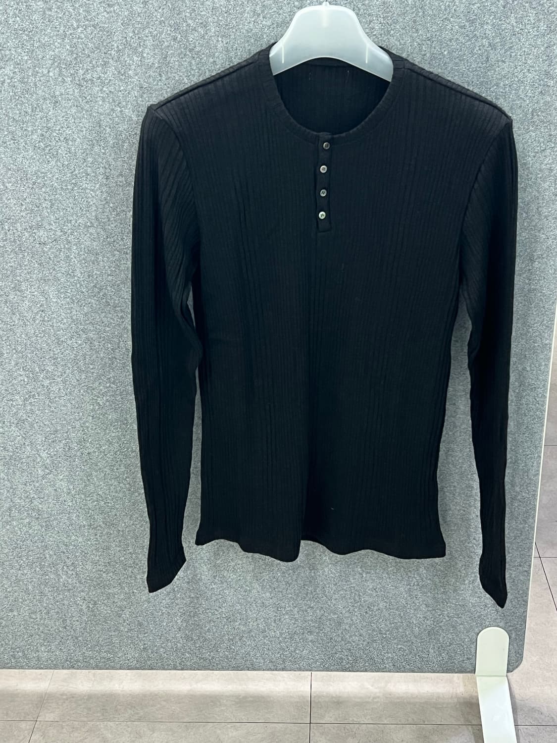 Henley Neck Jersey Long Sleeve BK XL 상품이미지1