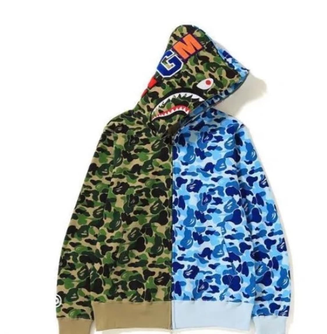 베이프 샤크후드 아수라 카모 블루 xl 새상품 상품이미지1